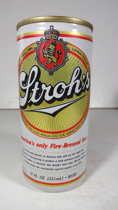 Stroh's - T12 - white - 'Beer' at bottom - Amer only F B B - T/O